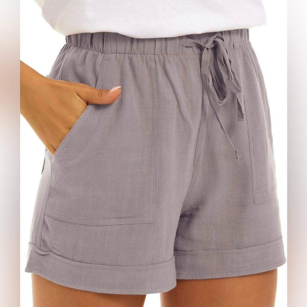 Gray Linen Shorts